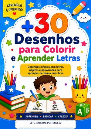 Capa: +30 desenhos para colorir e aprender letras
